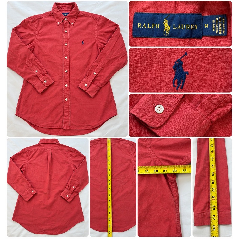 Ralph Lauren Mens Cotton Button Down Long Sleeve Shirt Size M Pony Logo